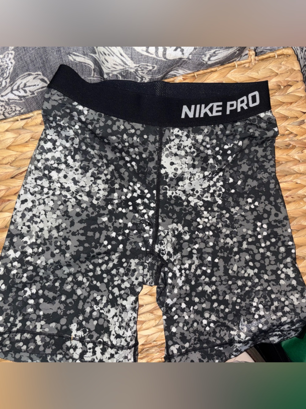 Nike Pro Black and Gray Speckle Compression Shorts